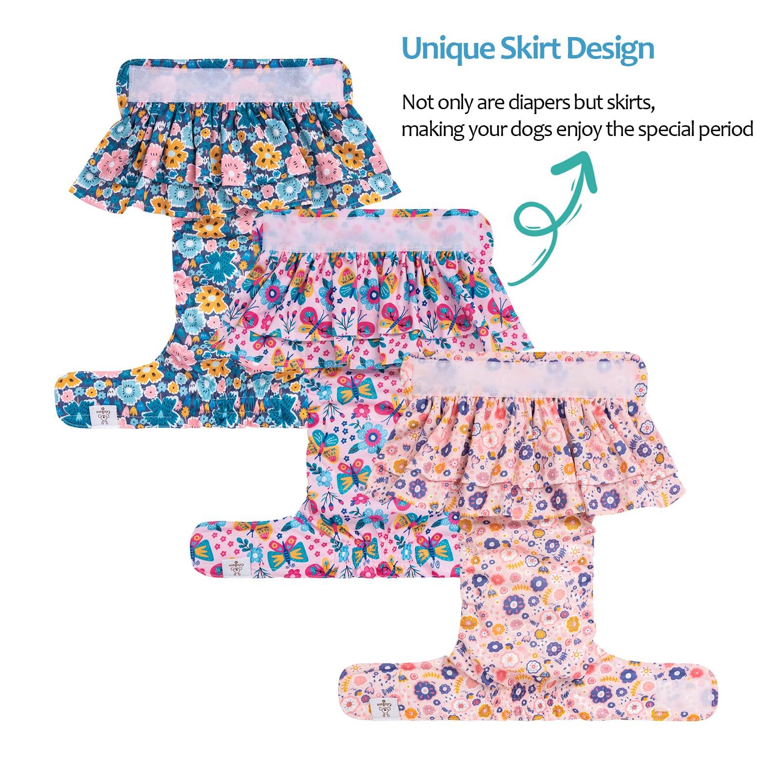 Cutebone: exterior absorbente y falda integrada para mayor protección.