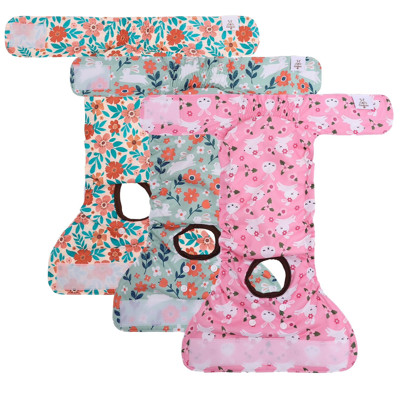 Pañales CuteBone con broches traseros para ajuste personalizable.