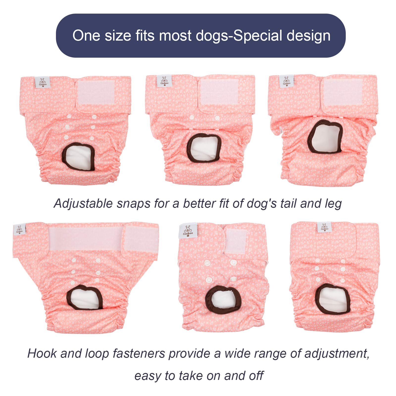 CuteBone pañales para perra grande con cierre de velcro para colocar y quitar fácilmente