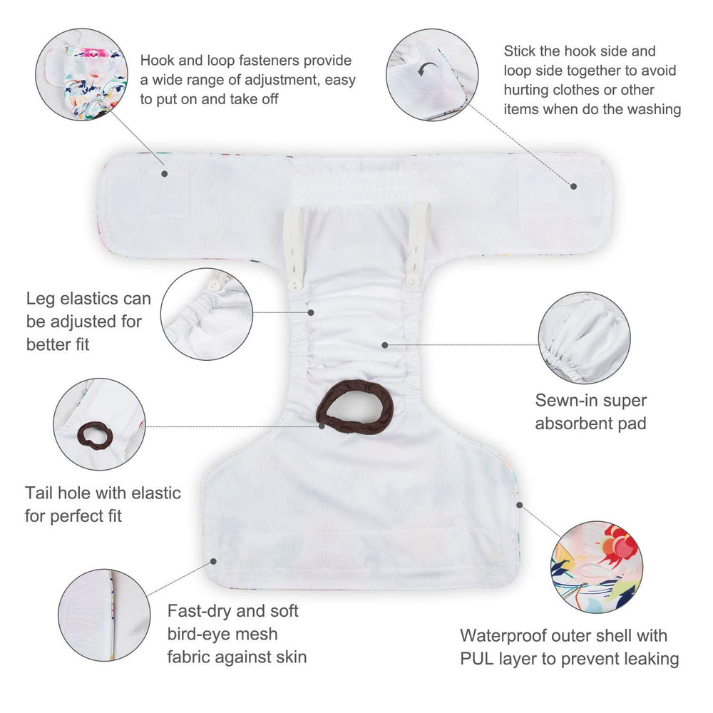 CuteBone pañales para perra mediana con exterior impermeable para evitar filtraciones