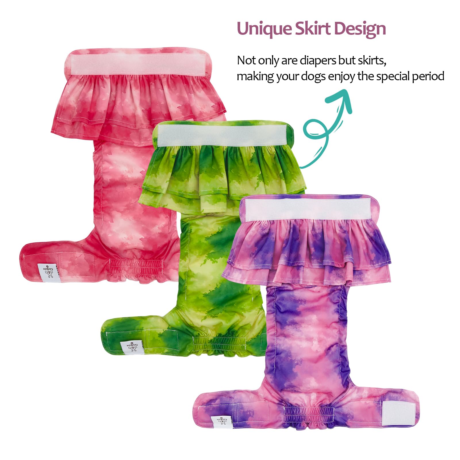 Pañales CuteBone para perras con cierre velcro ajustable, mayor comodidad.