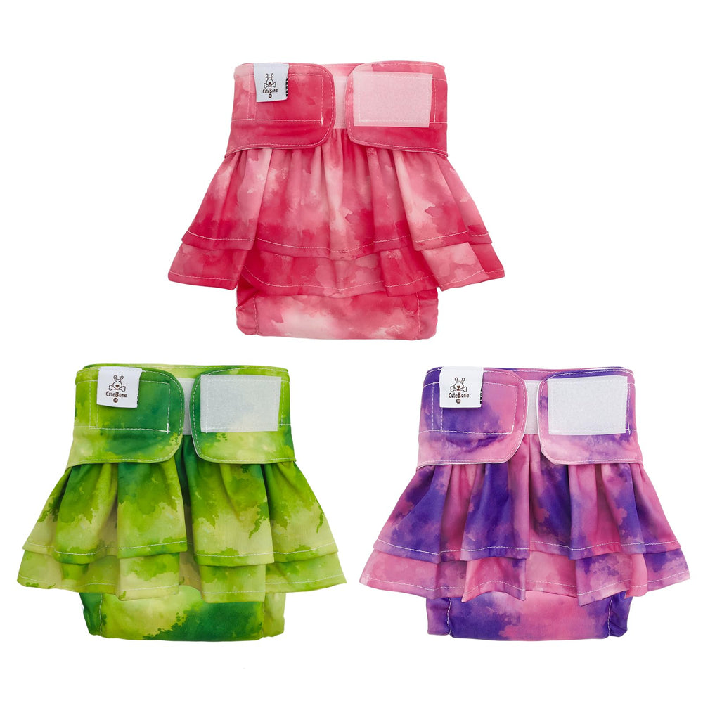 Pañales CuteBone para perras con faldas, vista general, uso diario sin derrames.