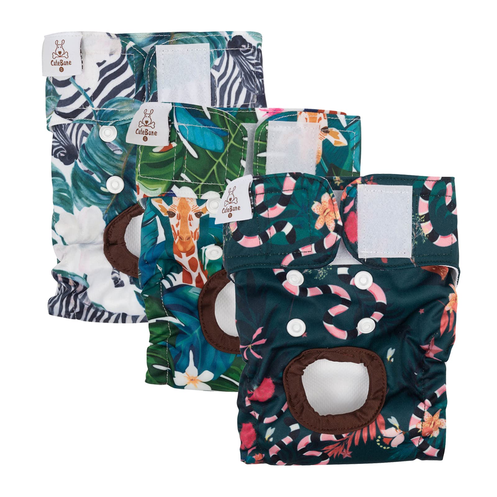 Pañales para perros CuteBone con cierre de velcro para ajuste seguro.