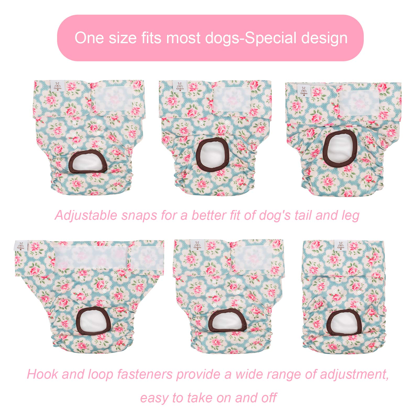 CuteBone pañales para perros, cierre de velcro para ajuste seguro.