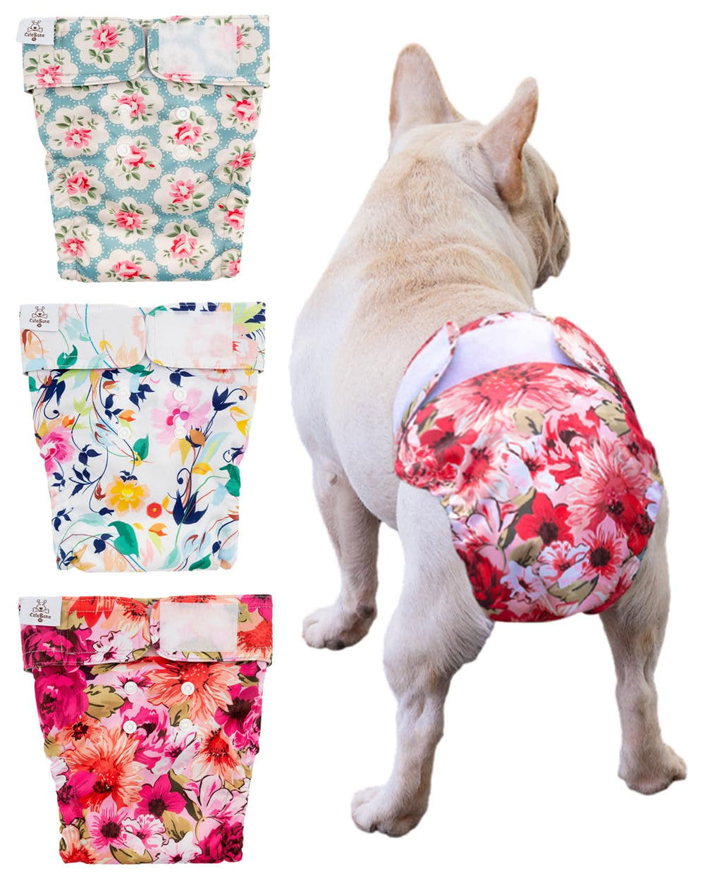 Pañales CuteBone para perros femeninos sin hueco de cola, cómodo y absorbente.
