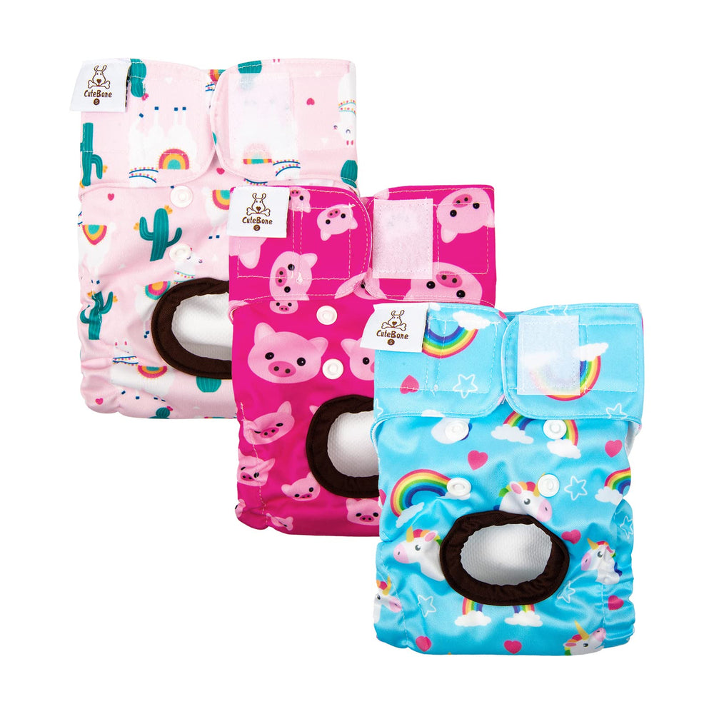 Pañales CuteBone con cierre gancho-bucle para ajuste seguro y cómodo.