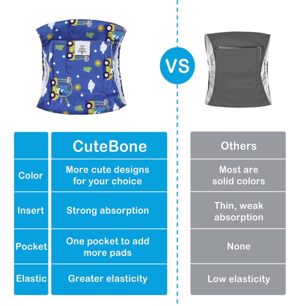 Pañales CuteBone para perros machos, diseño estampado 3, ajuste cómodo