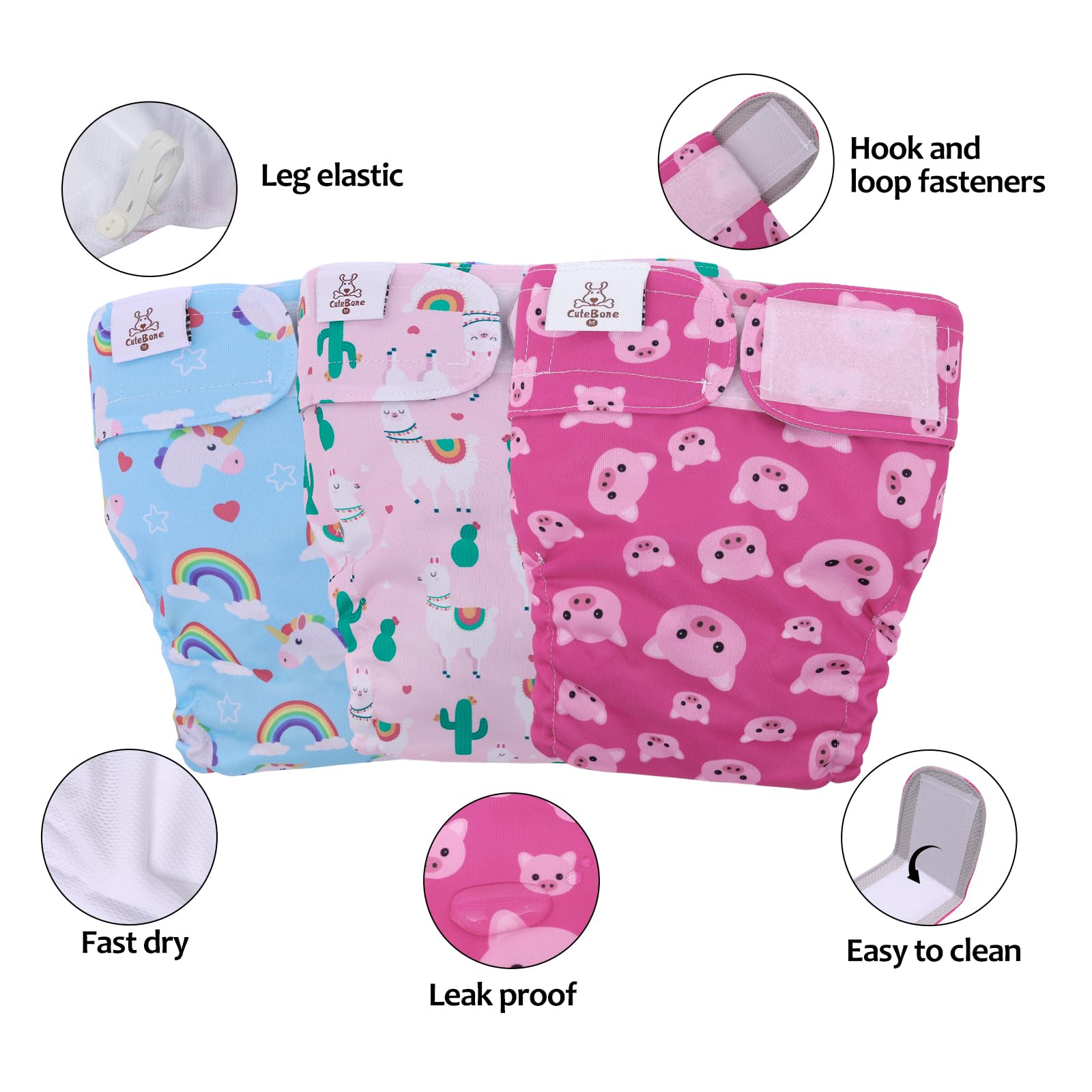 Pañales CuteBone interior absorbente suave mantiene la mascota seca