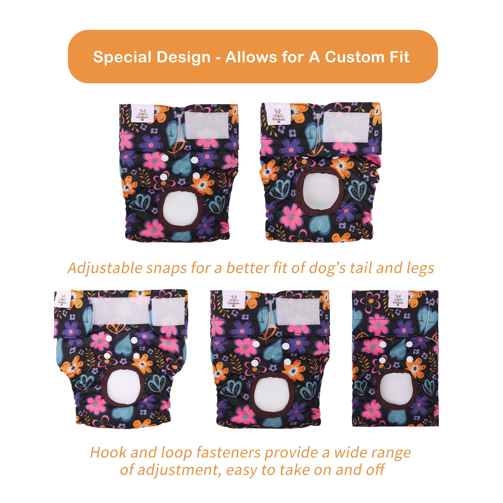 CuteBone pañales para perros femeninos talla mediana con ajuste reforzado, evita escapes.