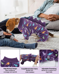 Cutebone pijama dinosaurio para perro, cosido y cuernos, estilo divertido.