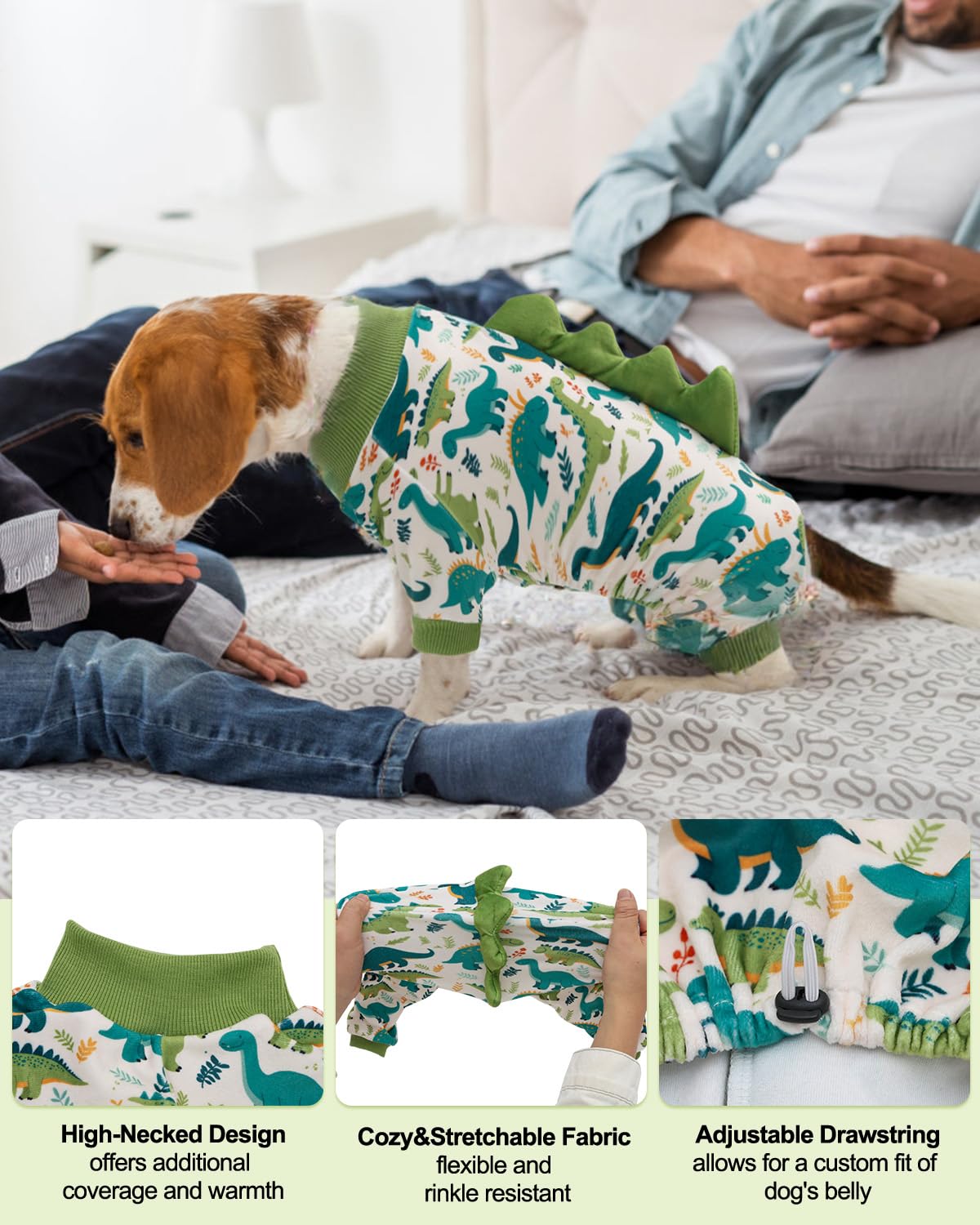 CuteBone Pijama Dinosaurio para perro, disfraz divertido para fotos.