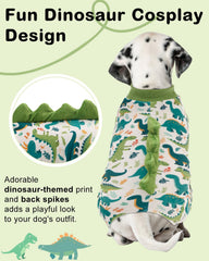 CuteBone Pijama Dinosaurio para perro, vista posterior, ajuste seguro durante juegos.