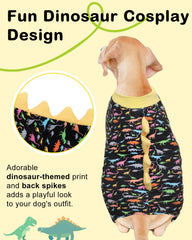 Pijama dinosaurio CuteBone para perro, tela elástica para movimientos libres.