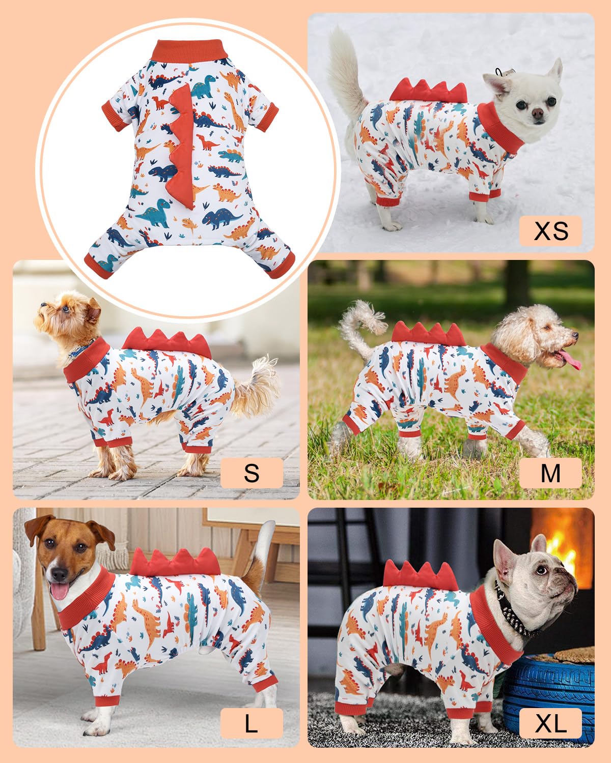 CuteBone Pijama Dinosaurio para Perro, pensado para el frío y mayor calidez.