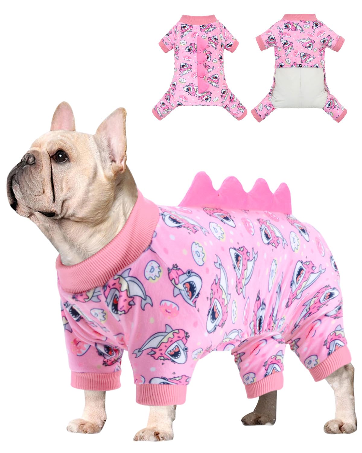 CuteBone Pijama perro dinosaurio suave para paseos cómodos.