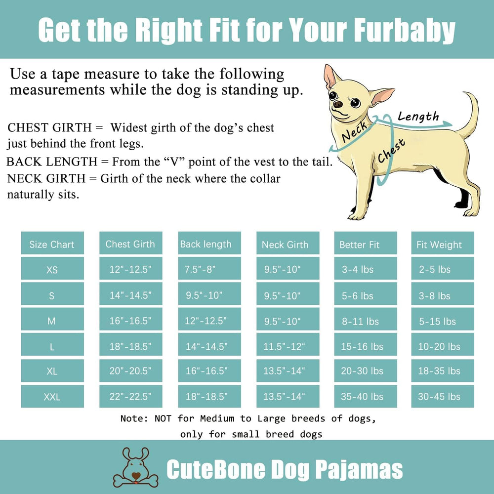 Pijama CuteBone para perro, cintura elástica; ajuste cómodo para perros activos.
