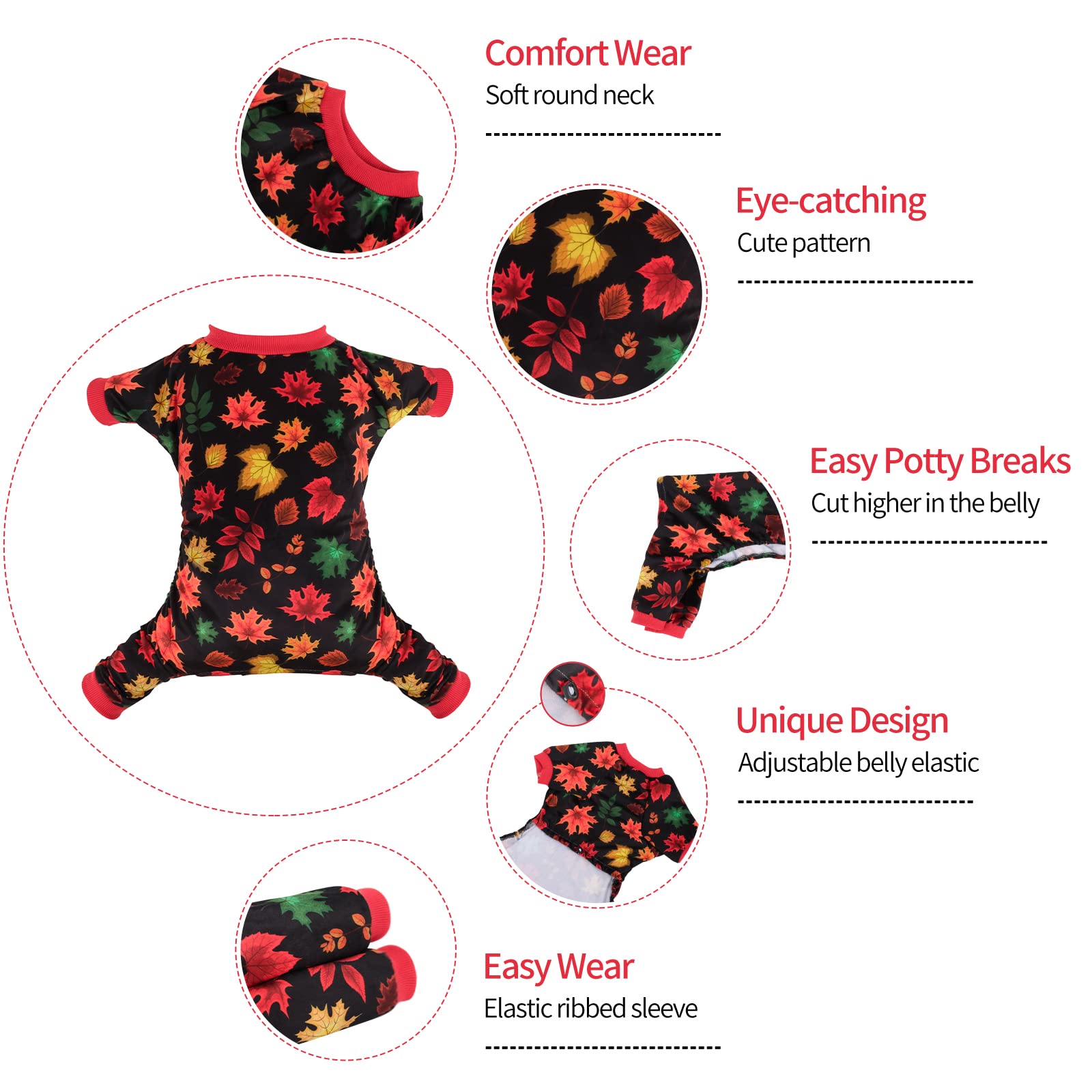 CuteBone Pijama para perro Halloween, vista trasera, calor suave para la noche.