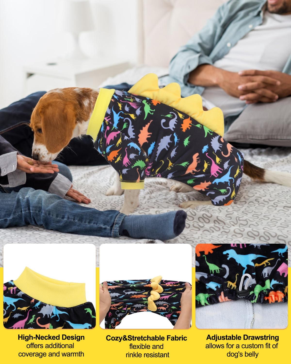 CuteBone Pijama para perro pequeño, frente, tela suave que cuida la piel.