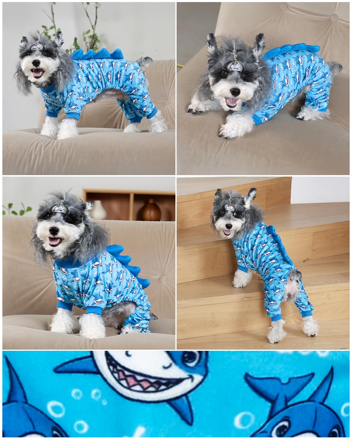 CuteBone Pijama tiburón para perro, uso diario cómodo y práctico.