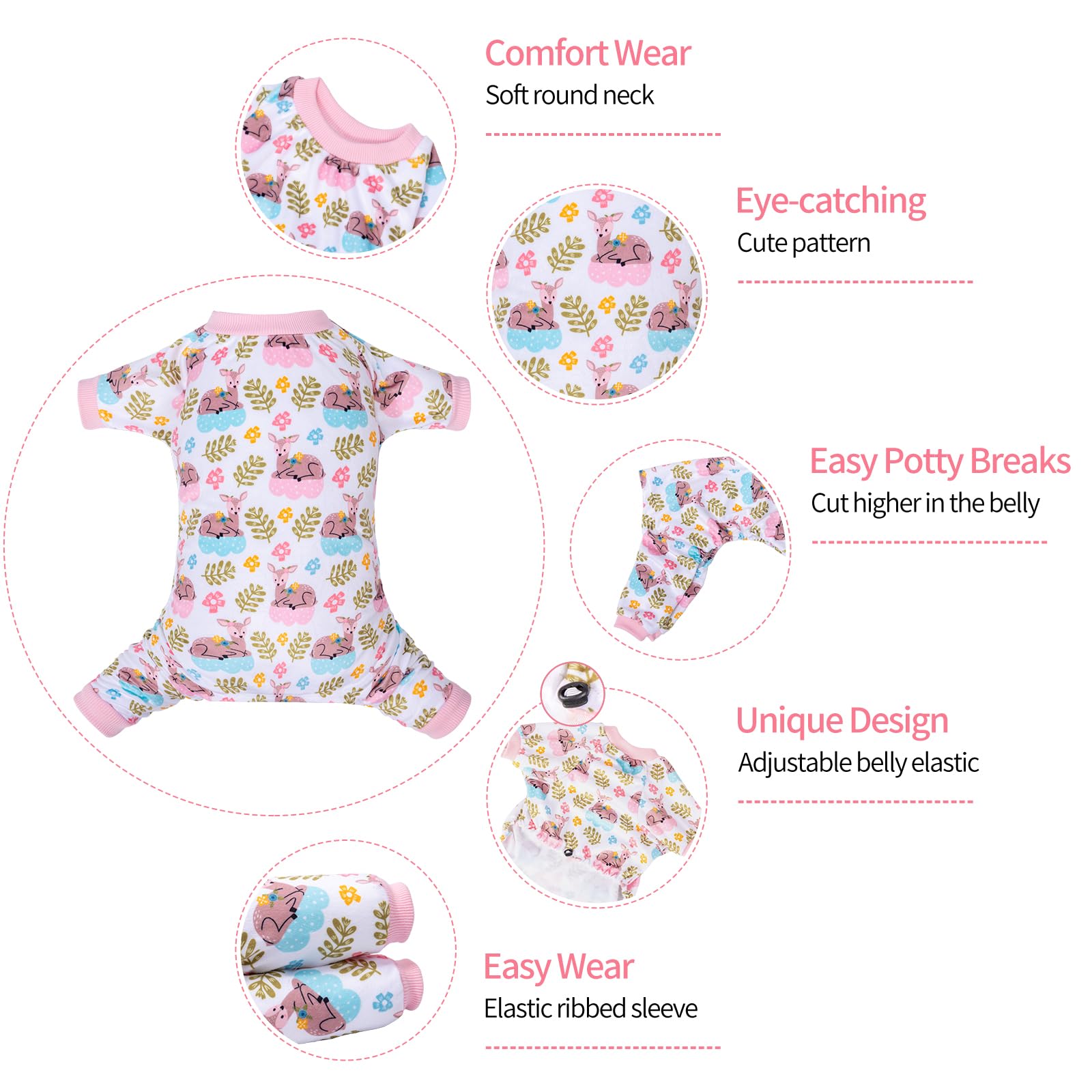 CuteBone pijamas perro dorso, tejido suave que abraza el cuerpo.