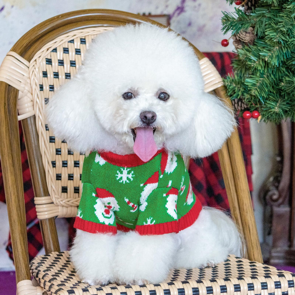 CuteBone suéter navideño verde, cuello alto protege el cuello de tu mascota