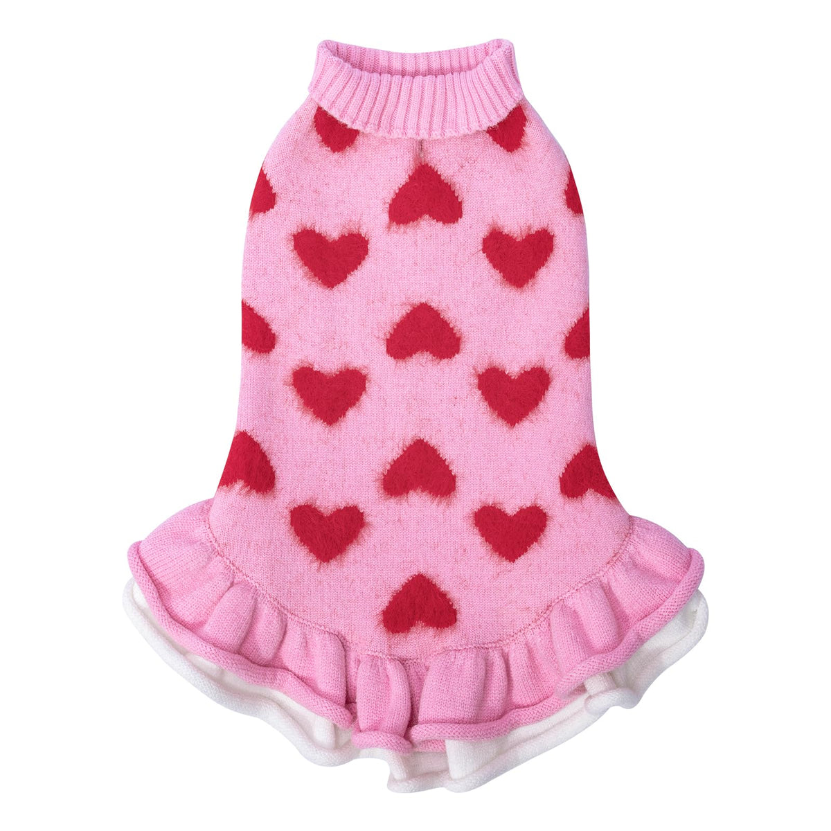 CuteBone suéter para perros rosa, primer plano del tejido suave para mayor comodidad.