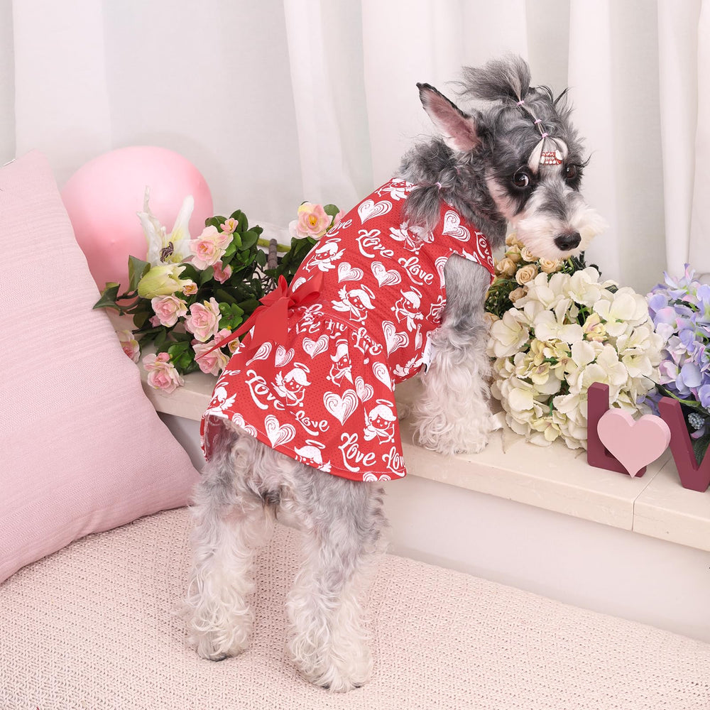 Vestido de malla CuteBone para perro XXS, accesorio lazo, realza dulzura en fiestas.