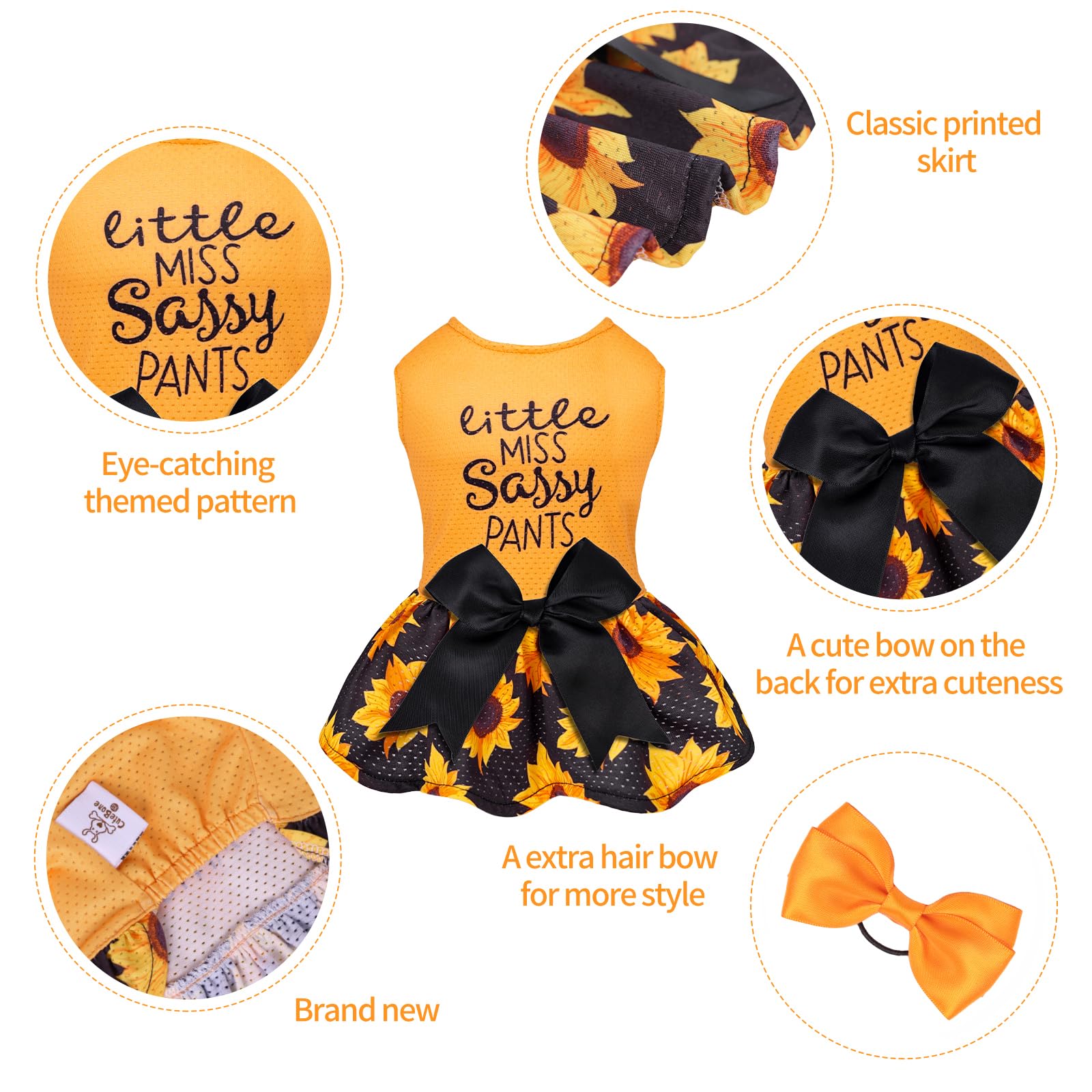 CuteBone vestido para perro malla, detalle bow, toque adorable para paseos.
