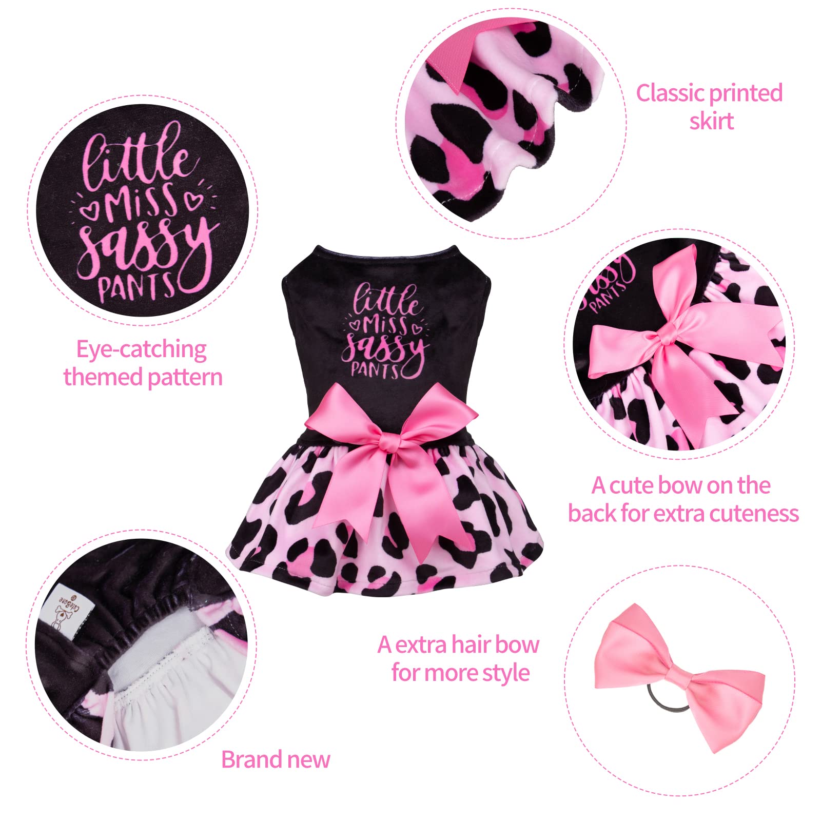 CuteBone vestido de entrada por la cabeza en rosa, fácil de vestir para perros pequeños