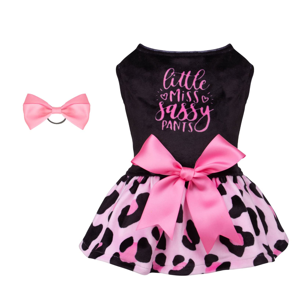 CuteBone vestido para perro pequeño con estampado leopardo rosa, suave y cómodo para paseos