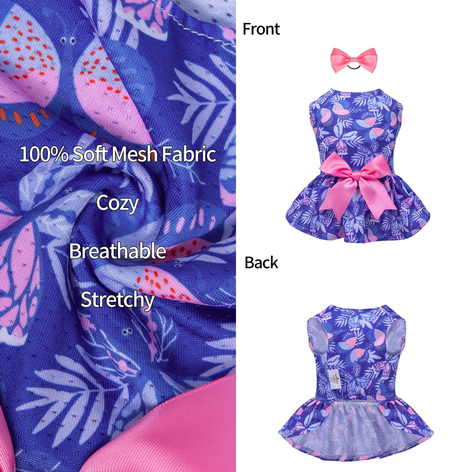 Vestido para perros, diseño fácil de colocar para ponérselo rápido.