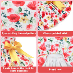 CuteBone vestido de terciopelo para perro pequeño, vista trasera con lazo