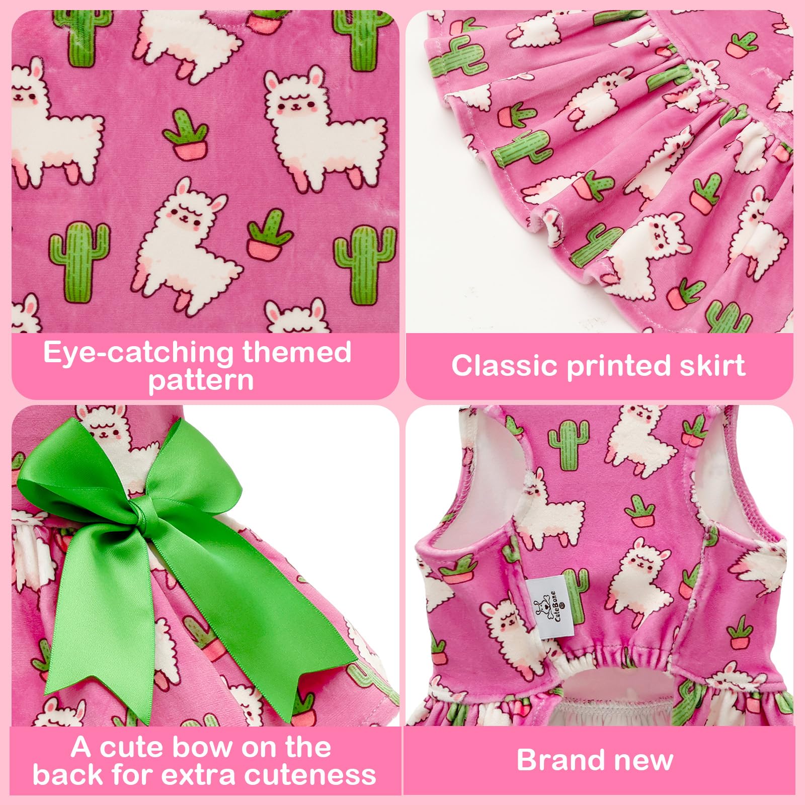 Vestido de terciopelo CuteBone para perro pequeño, lazo en la espalda para un look adorable.