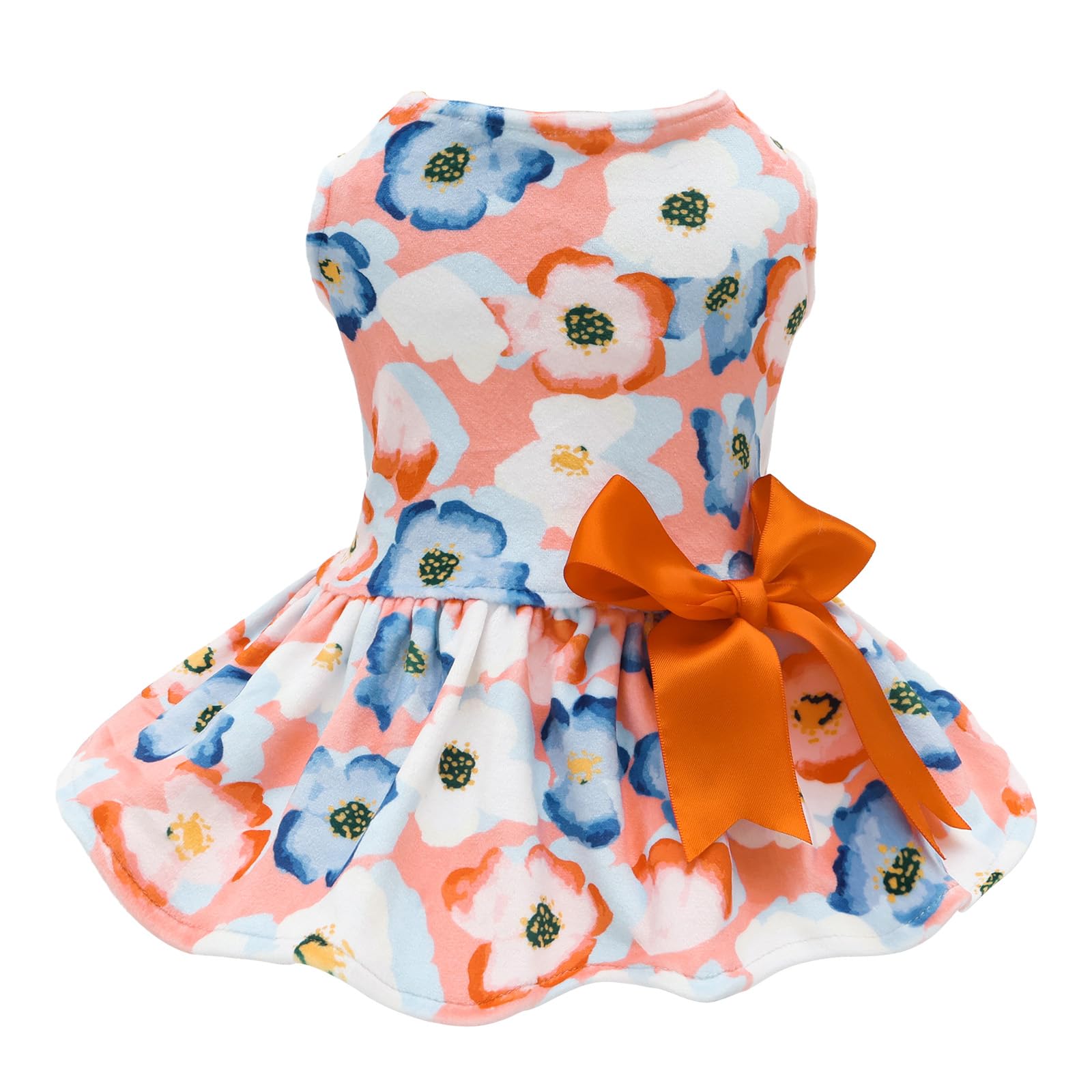 CuteBone vestido terciopelo para perro pequeño, diseño de entrada por la cabeza práctico.