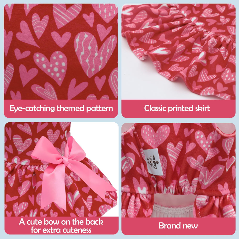 CuteBone vestido de terciopelo para perros pequeños, detalle de la espalda con lazo.