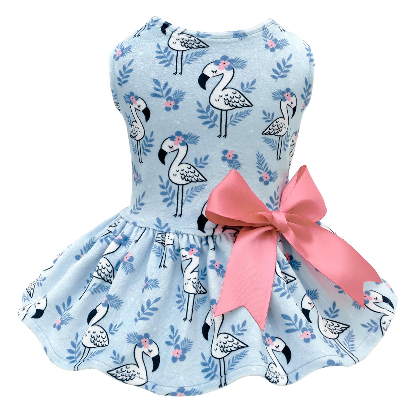 CuteBone Vestido de terciopelo para perro pequeño, vista frontal con lazo, ideal para paseos.