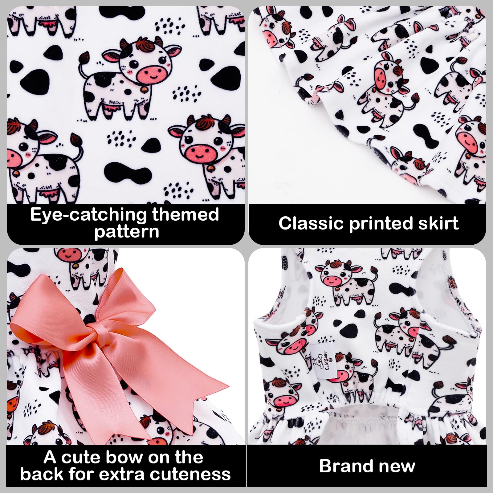 CuteBone vestido de terciopelo para perro pequeño, vista frontal, cómodo para todo el día