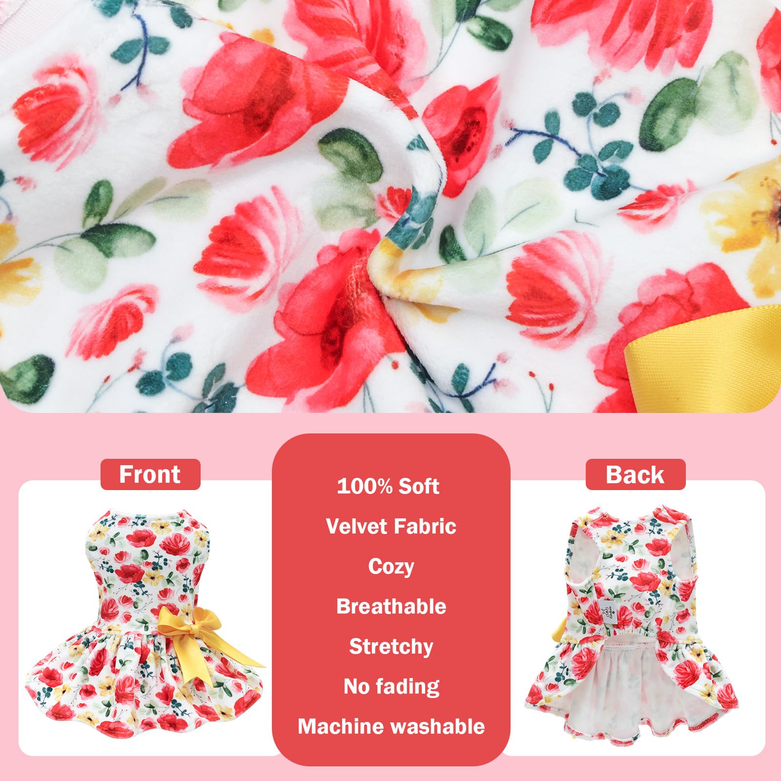 CuteBone vestido terciopelo lavable a máquina, práctico para dueños ocupados