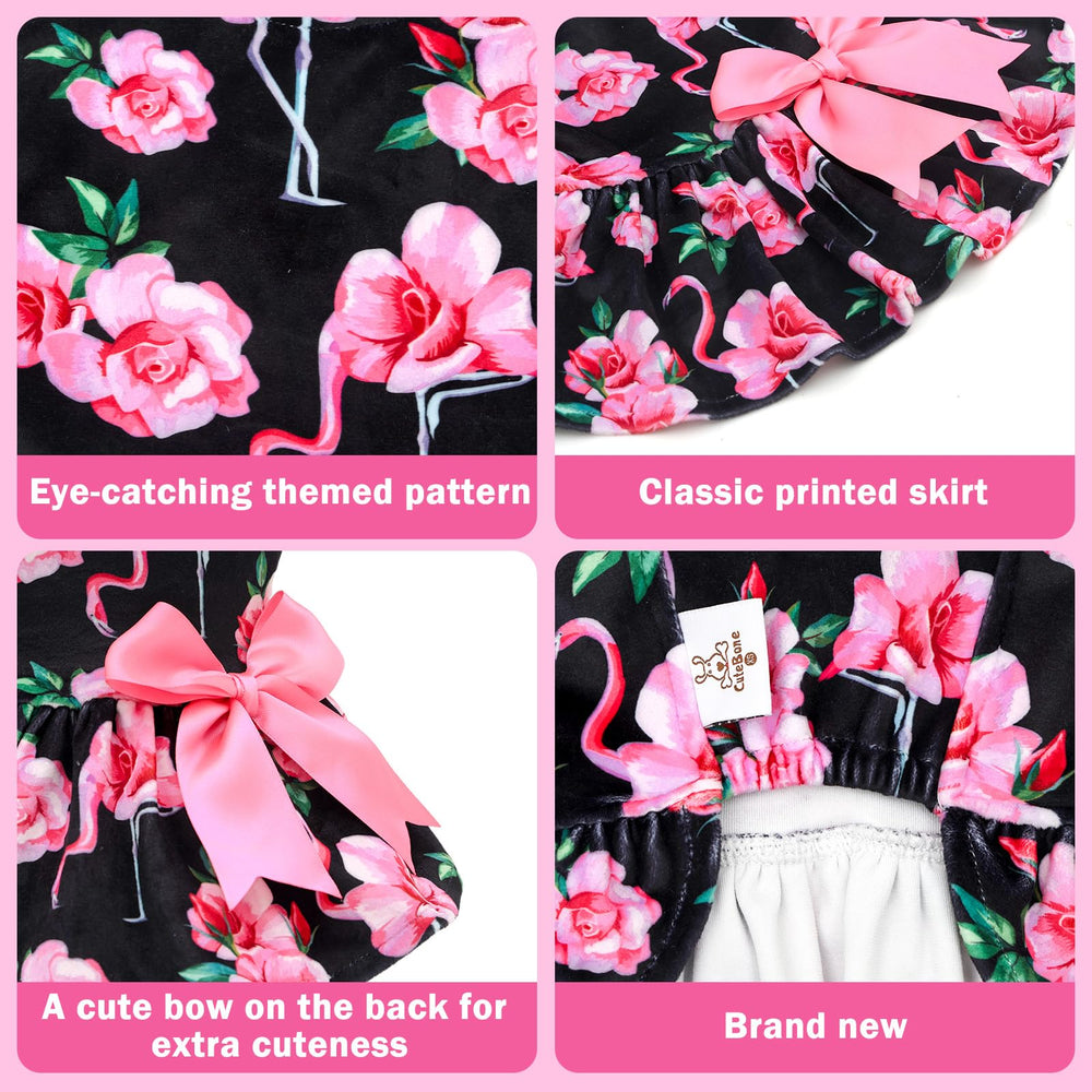 CuteBone vestido de terciopelo para perro pequeño, lazo en la espalda para un toque adorable.
