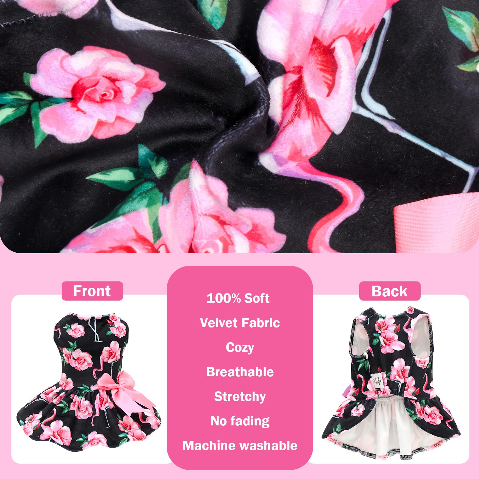 CuteBone vestido de terciopelo para perro pequeño, tejido resistente para juego y paseos.