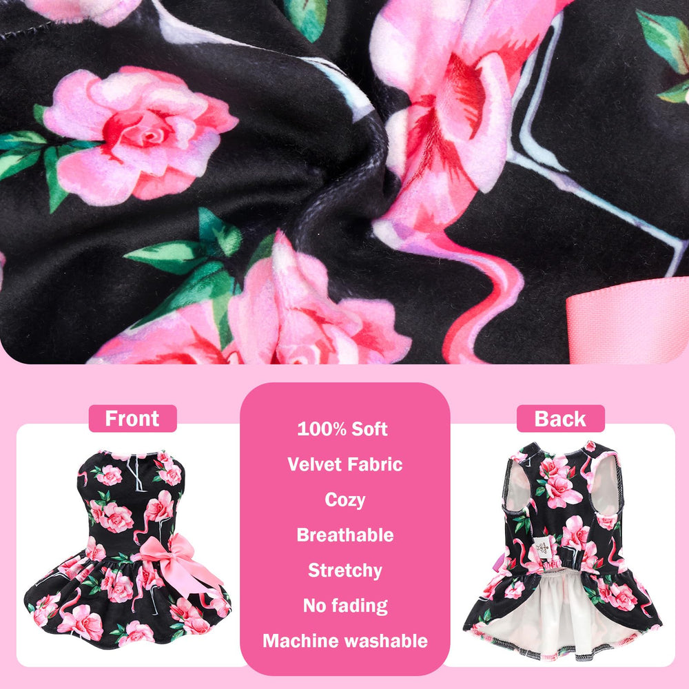 CuteBone vestido de terciopelo para perro pequeño, tejido resistente para juego y paseos.