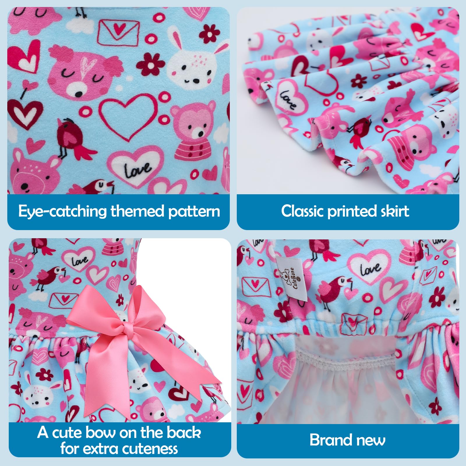 CuteBone vestido velvet para perros pequeños, adecuado para salidas diarias.