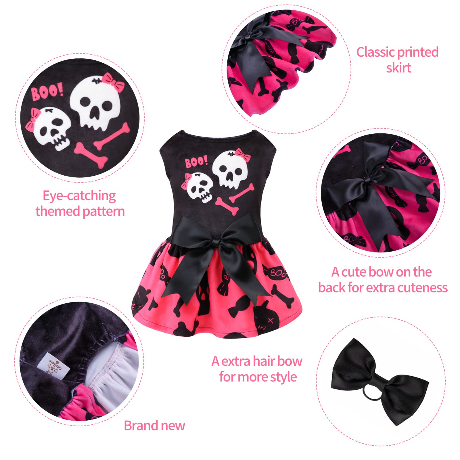 CuteBone vestido velvet rosa con lazo, detalle elegante para ocasiones.