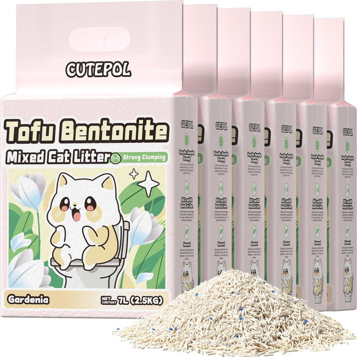 CUTEPOL mezcla 4-en-1 para gatos, aglomerante y limpieza fácil.