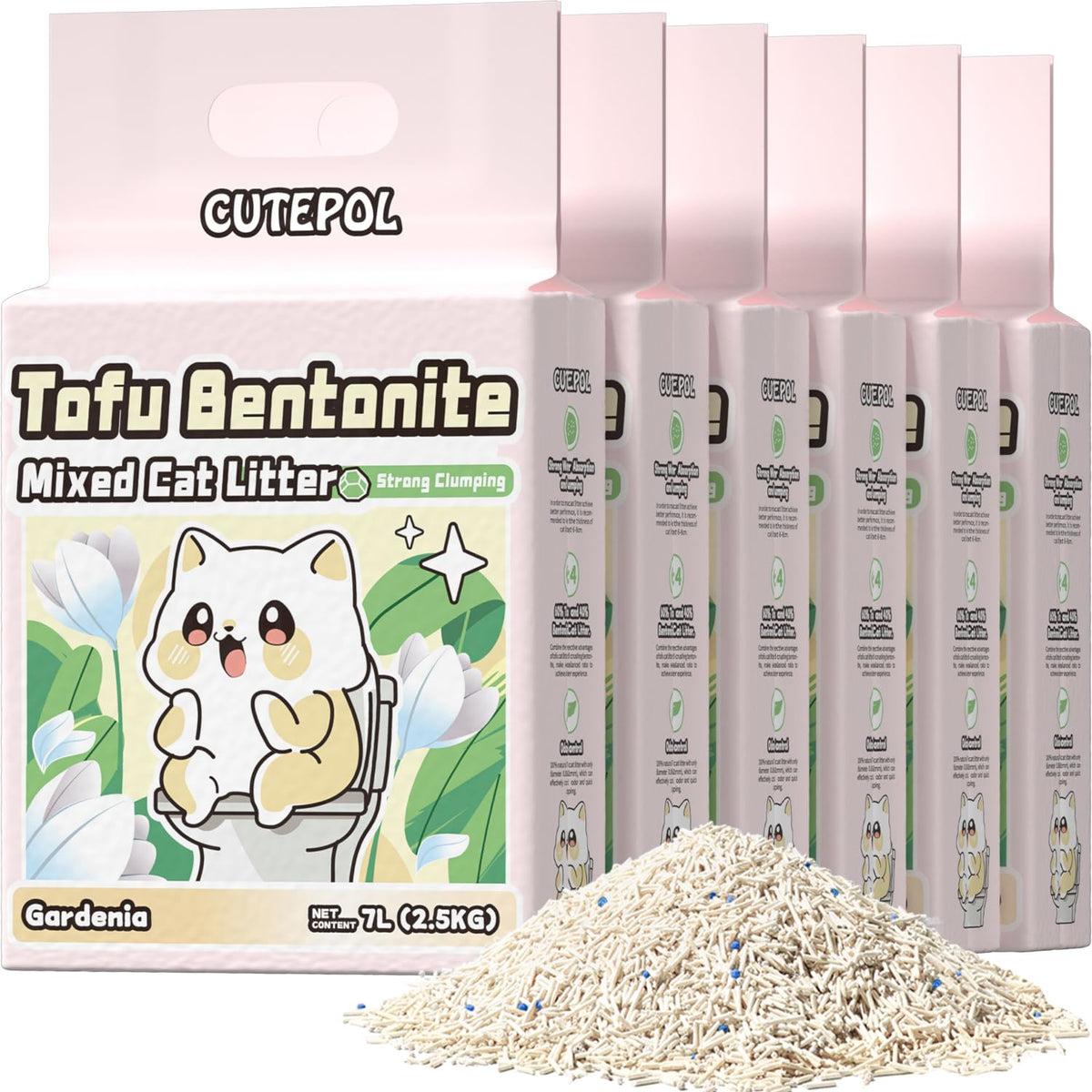CUTEPOL mezcla 4-en-1 para gatos, aglomerante y limpieza fácil.