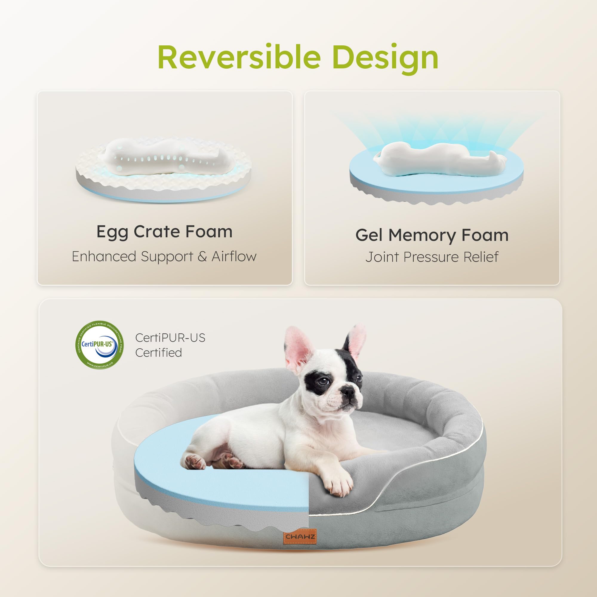 CWAWZ cama para perros grande con espuma viscoelástica y gel para frescura
