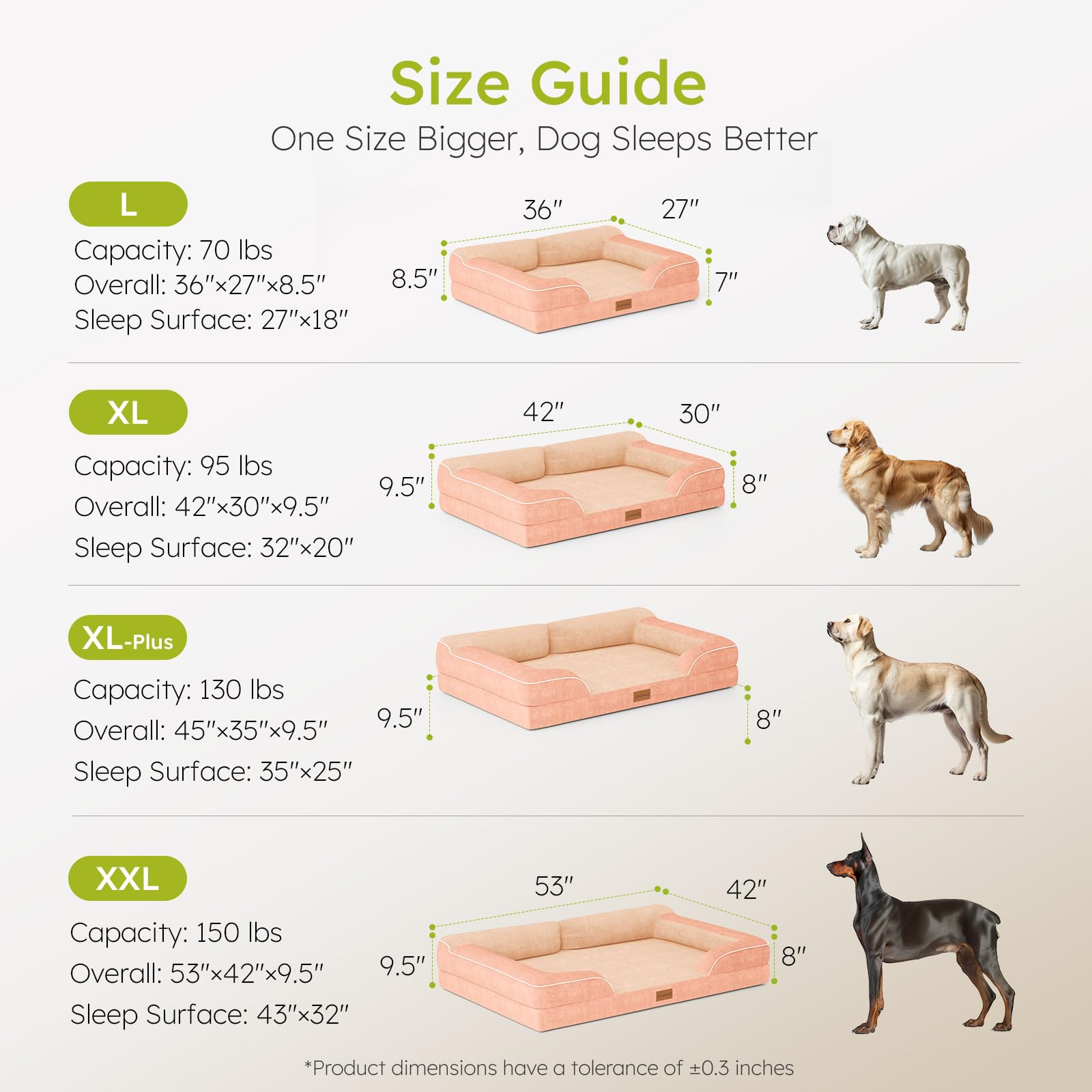 CWAWZ cama para perros de 42 pulgadas, tamaño perfecto para mascotas grandes.