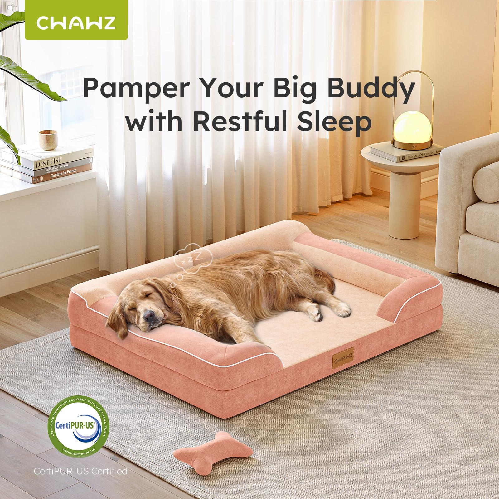 CWAWZ cama XL con terciopelo holandés, tacto suave que tranquiliza a perros ansiosos.
