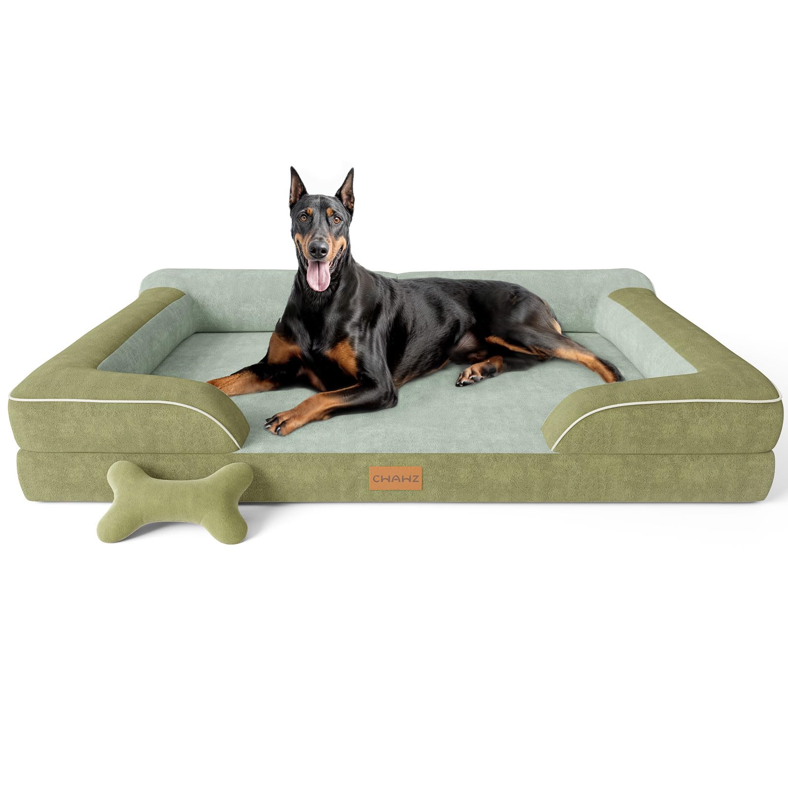 CWAWZ cama para perros XL en terciopelo holandes verde oscuro, confort suave para perros grandes