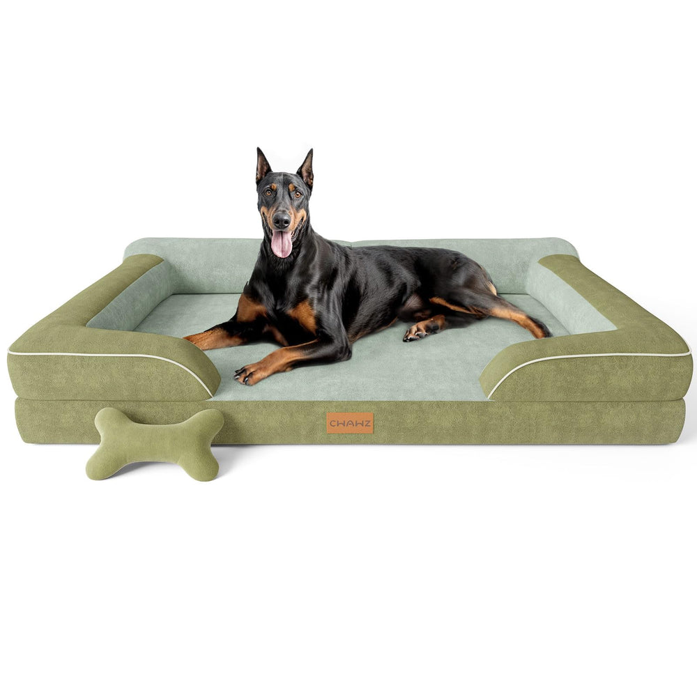 CWAWZ cama para perros XL en terciopelo holandes verde oscuro, confort suave para perros grandes